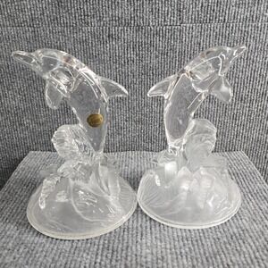 Cristal d'Arques France‎ Dolphin Figurine Pair Lead Crystal